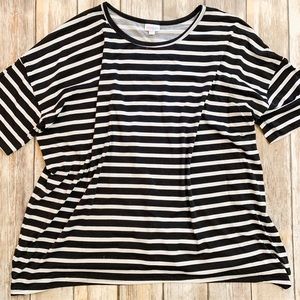 LuLaRoe 3XL Black & White Striped Irma Tee